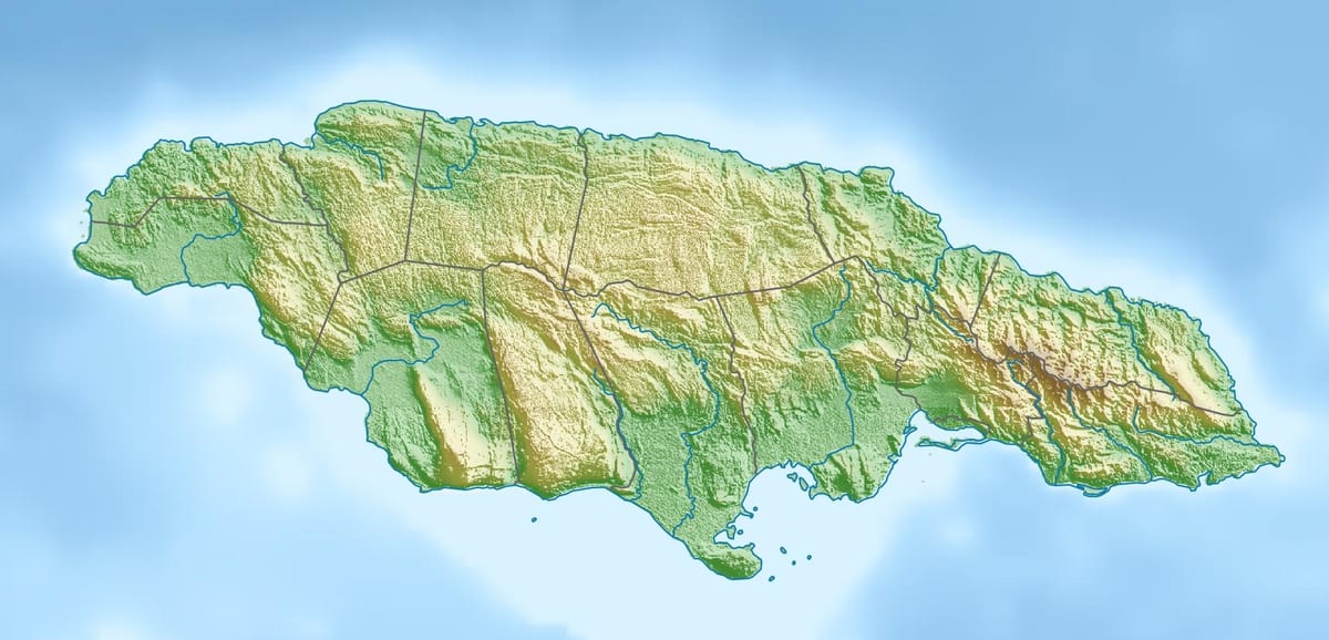 Térkép megkönnyebbülés, jamaica