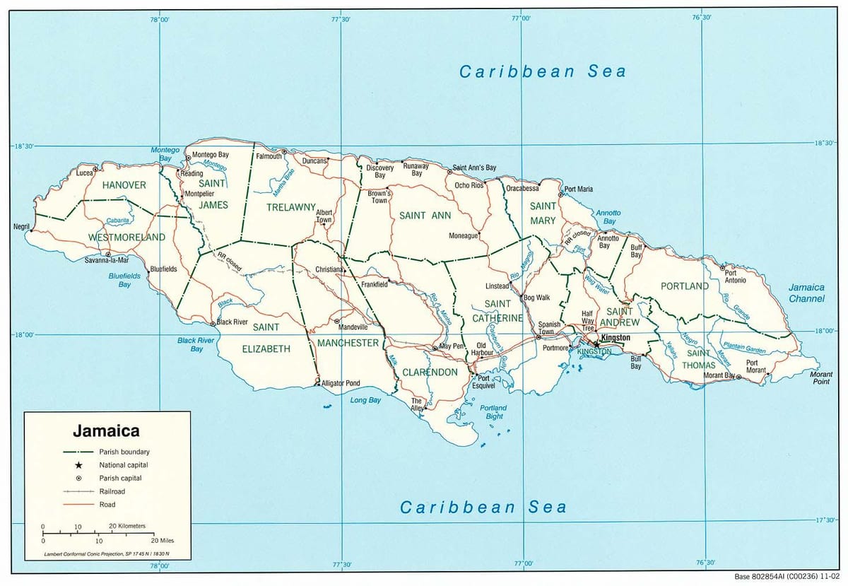 Térkép fekete folyó jamaica