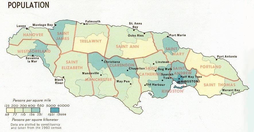 lakosság térkép jamaica