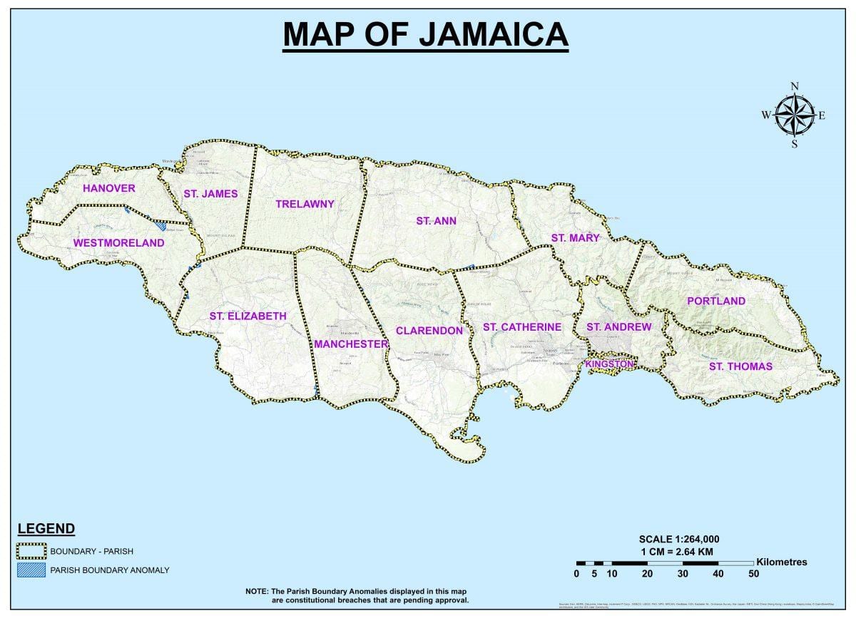 Térkép jamaica választókerületben.