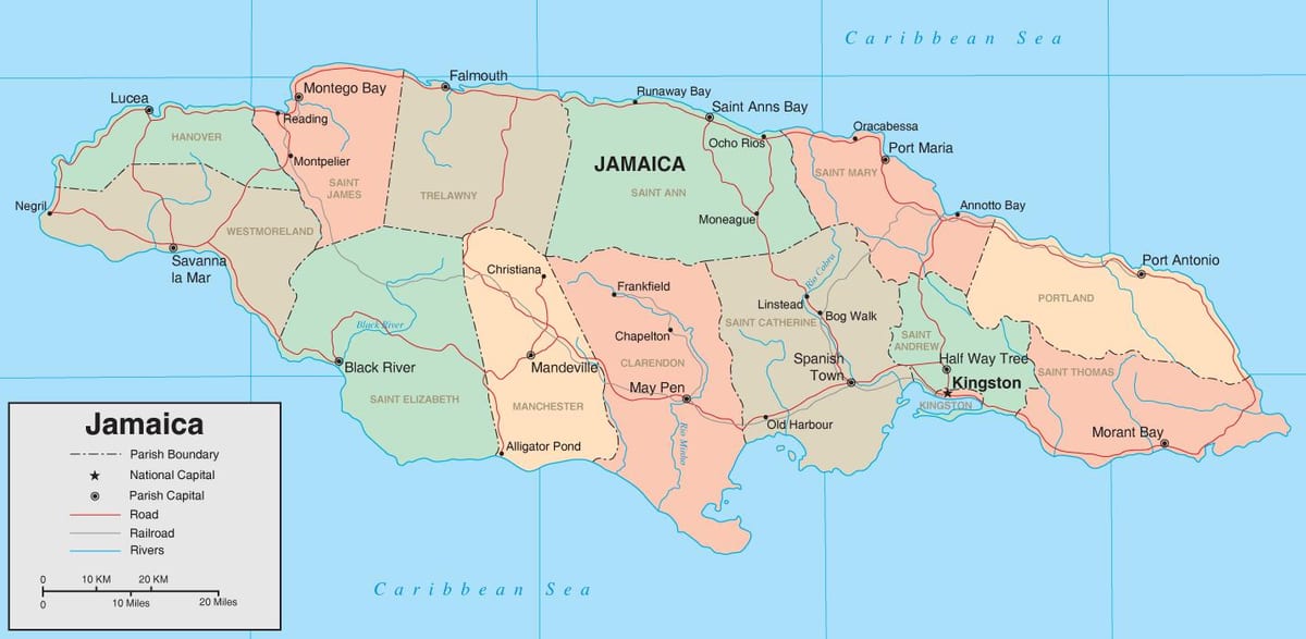 Térkép politikai jamaica