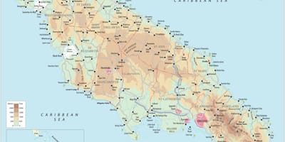 Térkép déli partján, jamaica 