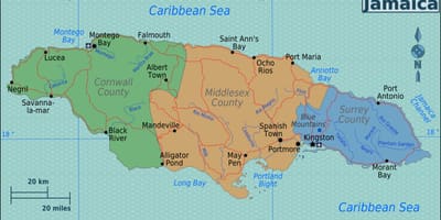 Térkép jamaica régiók