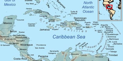 Térkép jamaica, valamint a környező szigetek