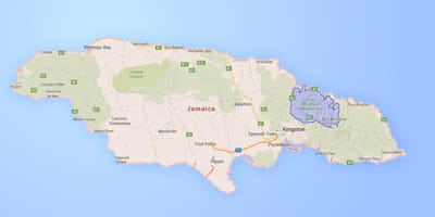 Térkép kék hegyek jamaica