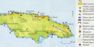 Térkép jamaica mutatja üdülőövezetében
